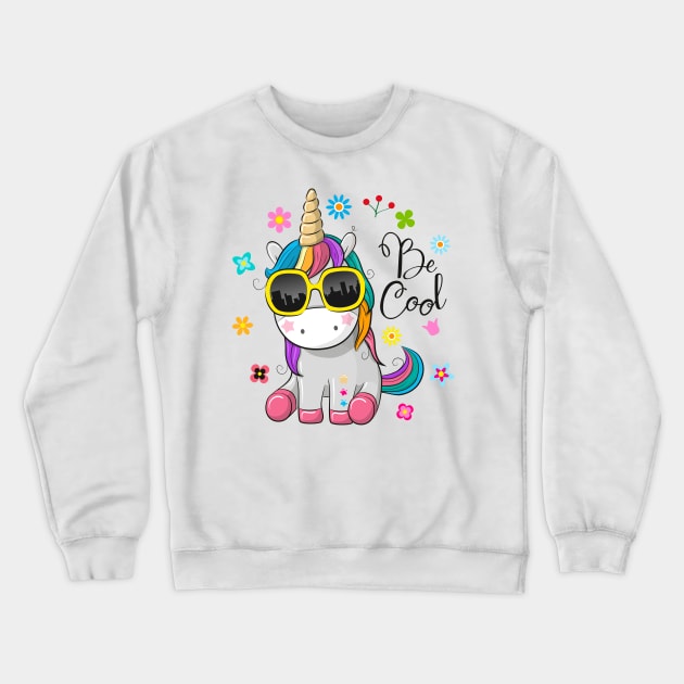 Cute unicorn with sunglasses. Very beautiful design for kids. Crewneck Sweatshirt by Reginast777